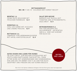  mittagessen, lunch, luitpold und augsute, prinzregent luitpold, bistro, pause, lecker, täglich wechselnd, schmeckt, hausgekocht, breakfast, frühstück, brunch